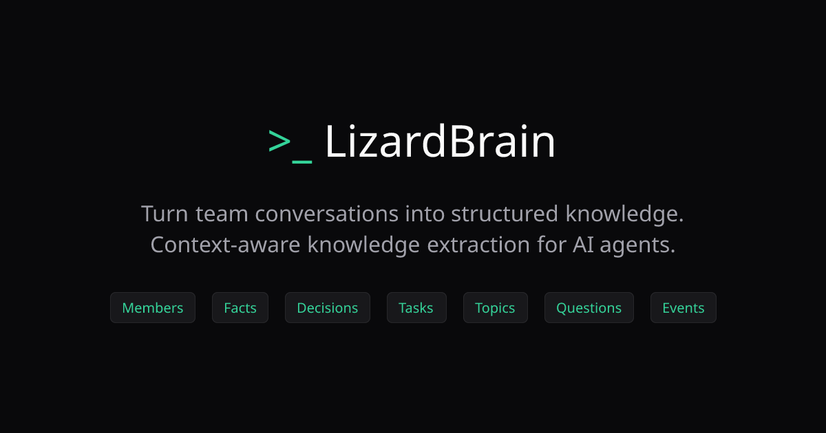 LizardBrain — Structured Memory for Team Conversations